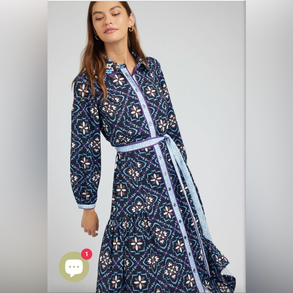 Current Air Blue and Purple Patterned Maxi Dress